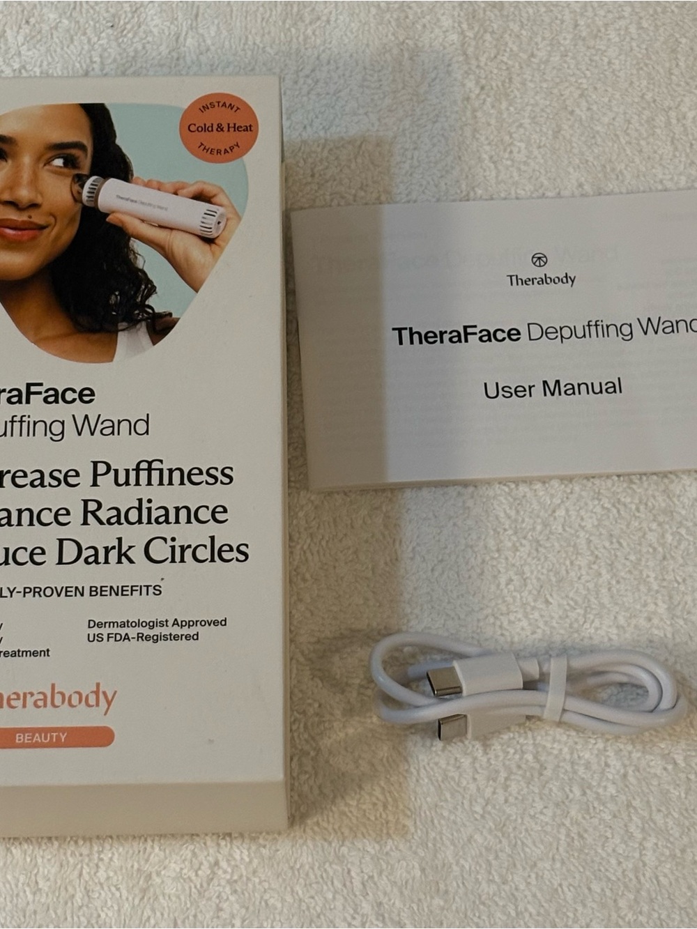 Therabody TheraFace Depuffing Wand - White Cold & Hot Therapy Beauty - Picture 7 of 13